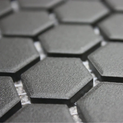 Shapes Hexagon Unglazed Black 26 x 30cm Porcelain Mosaic Tile - thumbnail 1