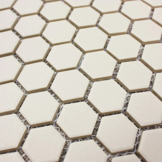 Shapes Hexagon Unglazed White 26 x 30cm porcelain mosaic close-up