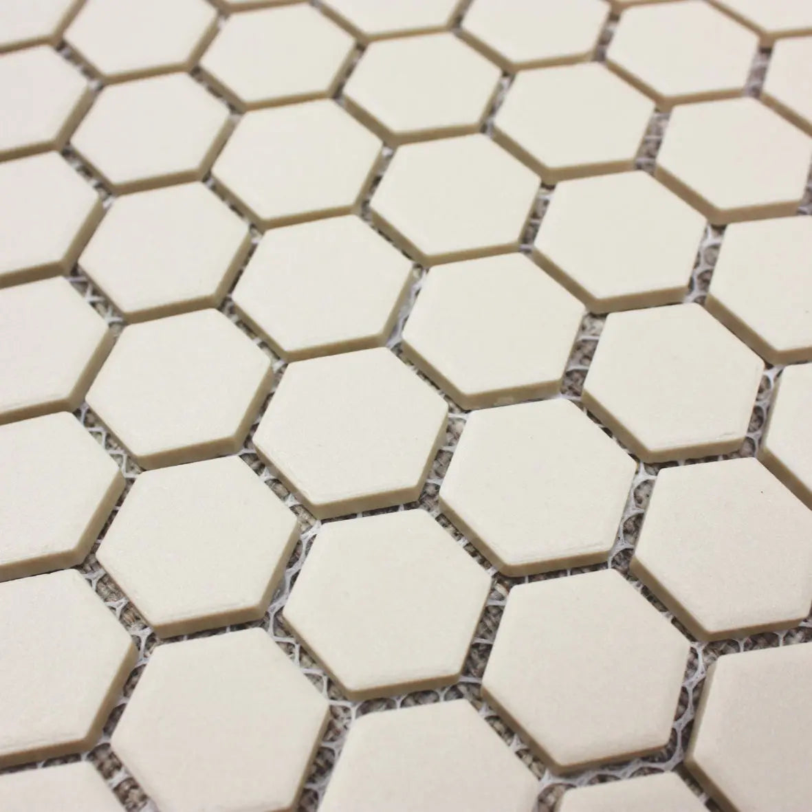 Shapes Hexagon Unglazed White 26 x 30cm porcelain mosaic close-up
