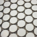 Shapes Penny Round Matt White 31 x 29cm ceramic mosaic close-up