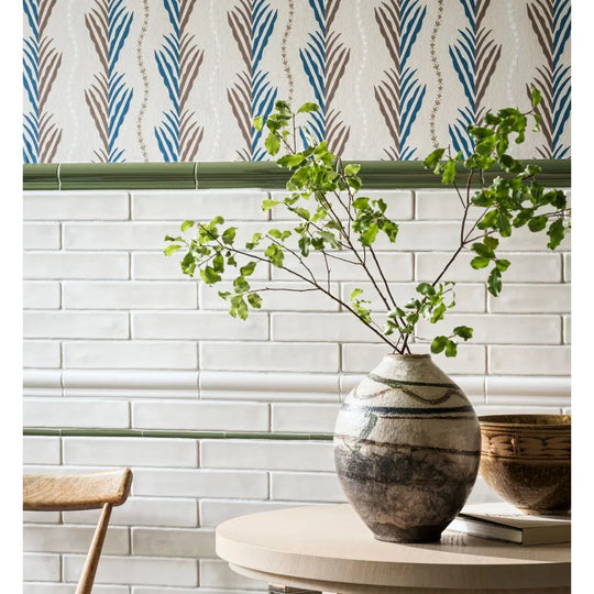 Nina Campbell Dado Eucalyptus Ceramic Wall Tile 25x5cm - alternate view