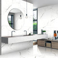Noor Satuario Polished 60 x 120cm glazed porcelain marble effect tile room setting