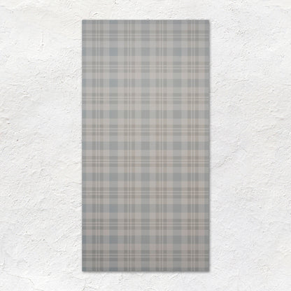 A rectangular gray plaid towel with intersecting light and dark stripes in nova scotia mahone 60x30cm size