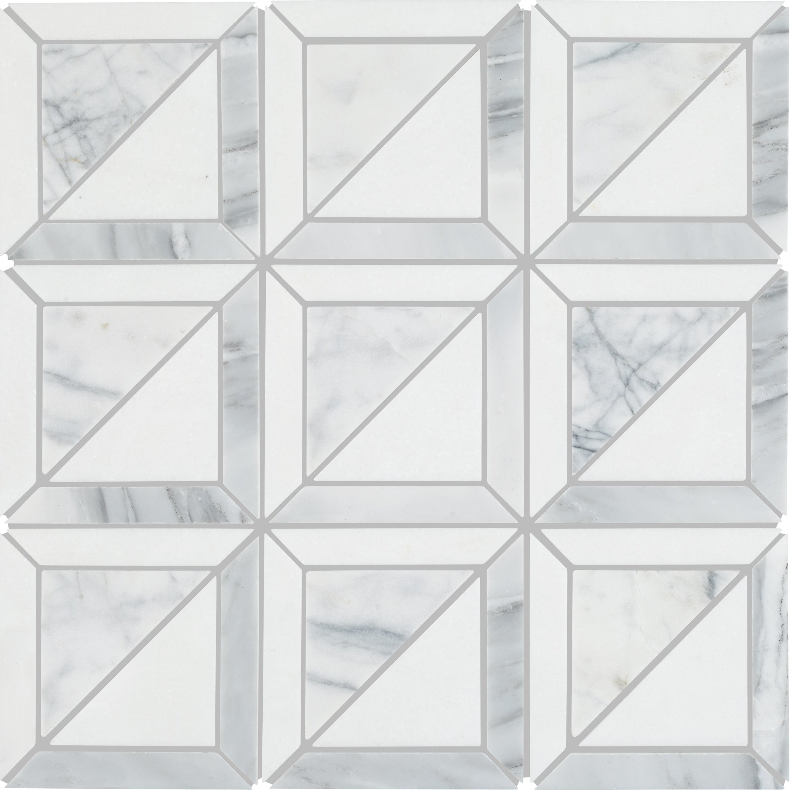 Ottimo quad mosaic white and gray marble mosaic tile with geometric diamond pattern for wall or floor use