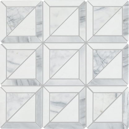 Ottimo quad mosaic white and gray marble mosaic tile with geometric diamond pattern for wall or floor use