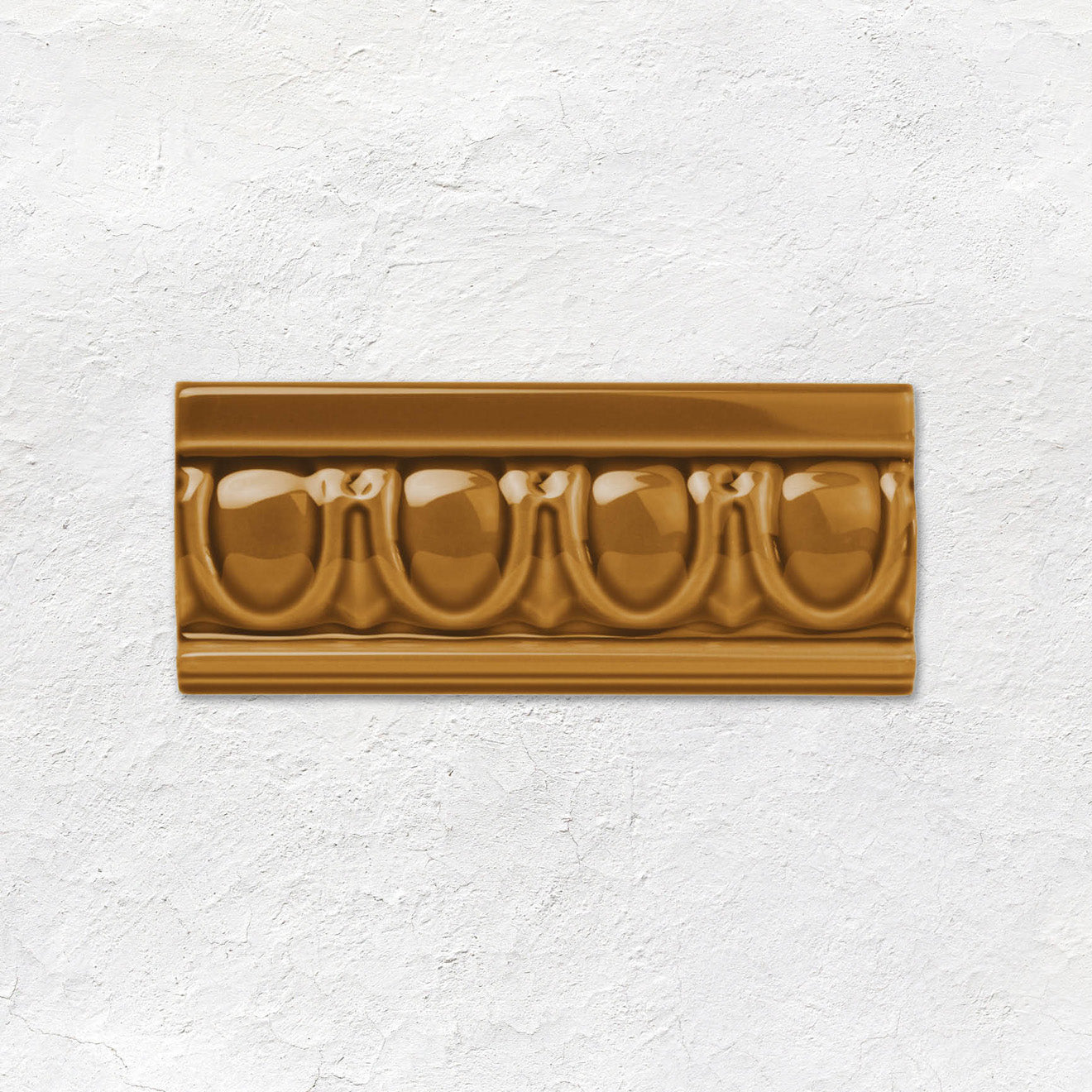 Ochre Egg & Dart Moulding Ceramic Wall Tile 152x65mm
