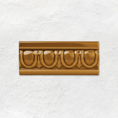 Ochre Egg & Dart Moulding Ceramic Wall Tile 152x65mm
