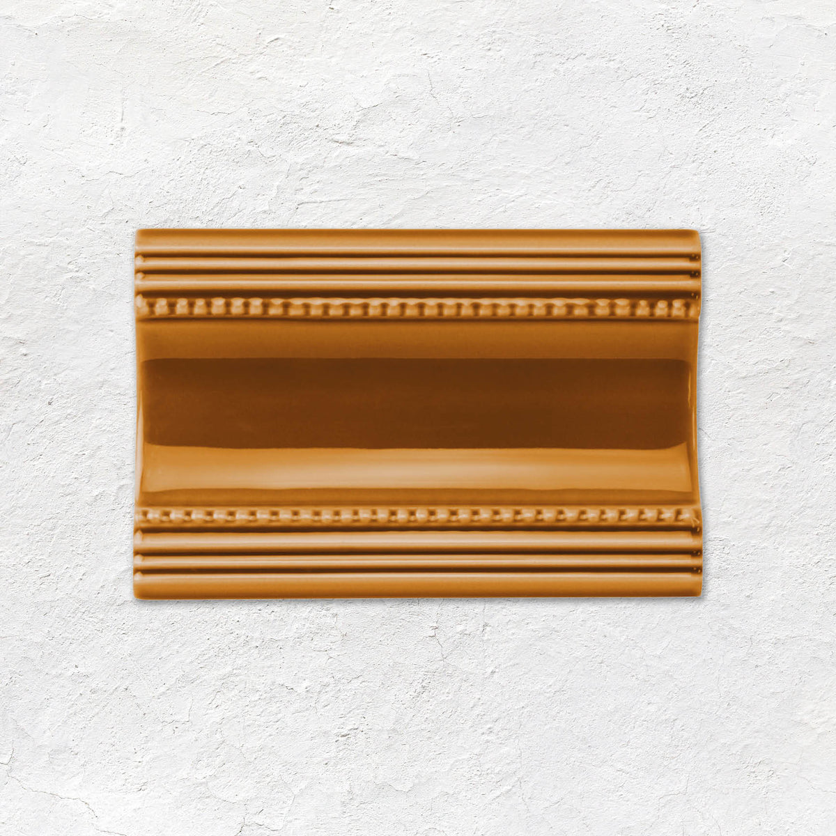 Ochre Plain Cornice Ceramic Wall Tile 152x75mm - Gloss - Yellow & Gold
