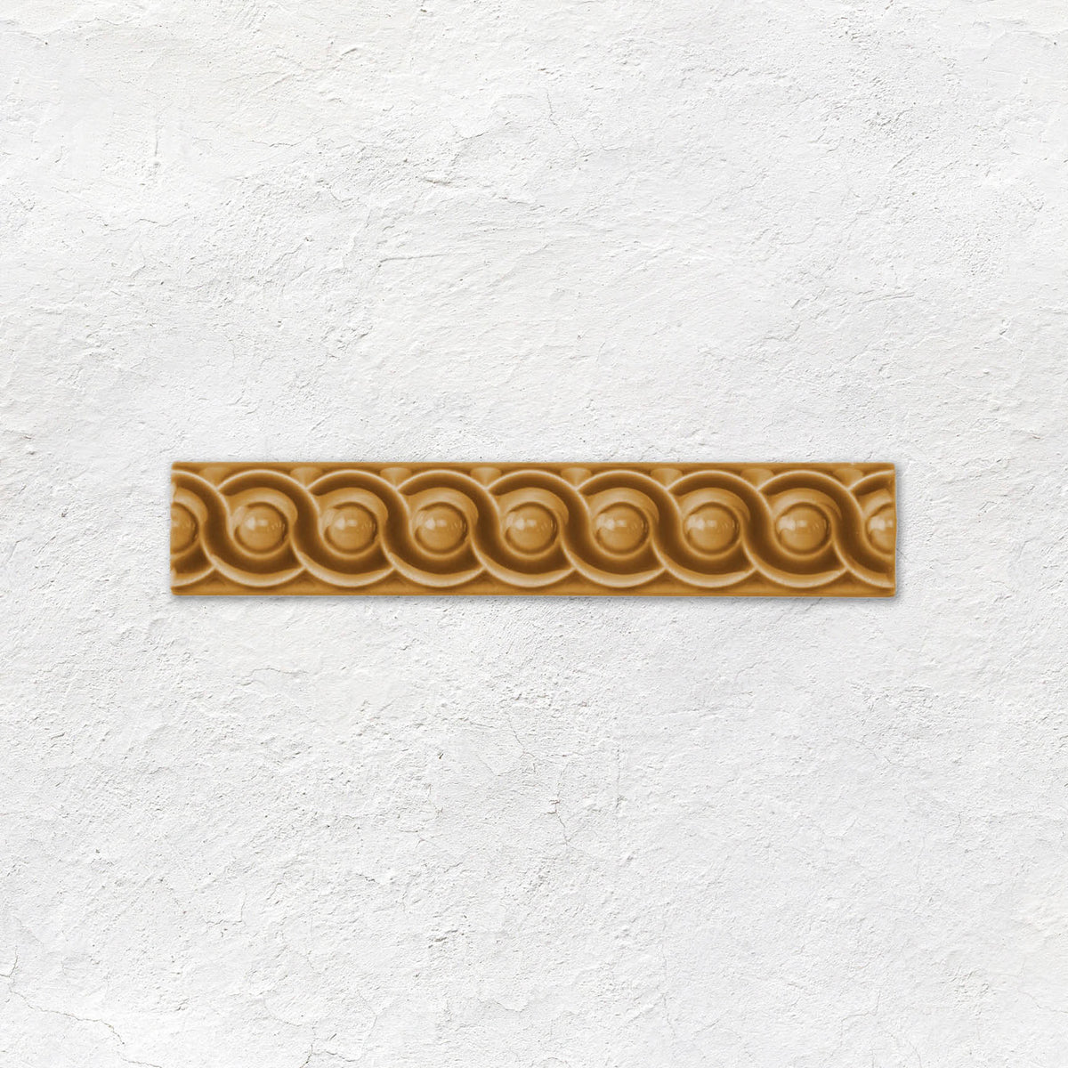 Ochre Scroll Moulding Ceramic Wall Tile 152x29mm - Gloss - Yellow & Gold