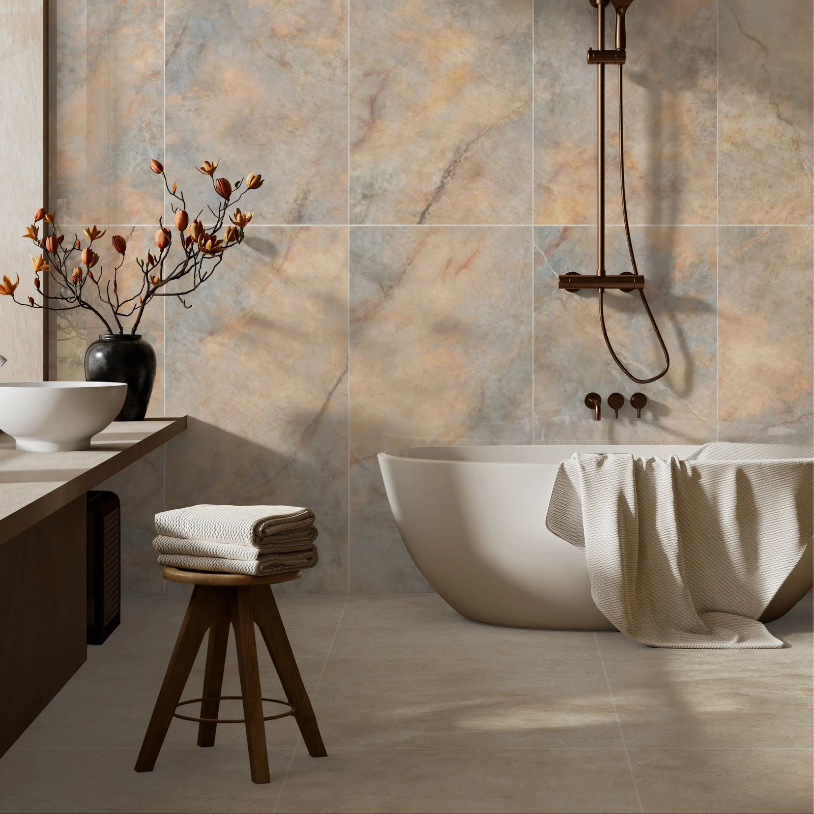 Opaline Pearl Polished 60 x 120cm Porcelain Tile – close-up detail