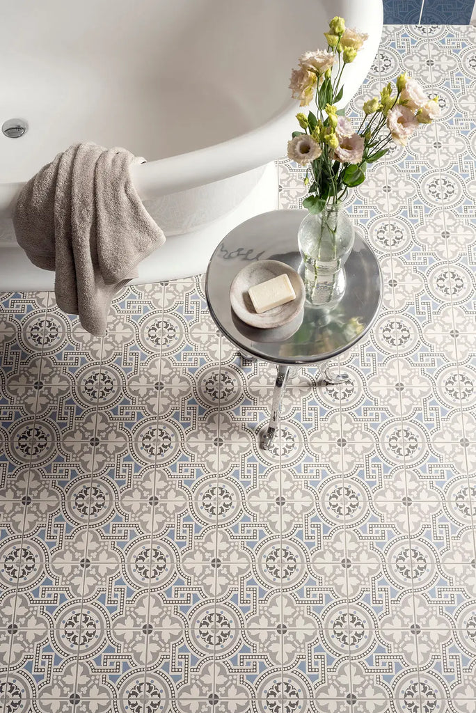 Original Style Salisbury Blue on Dover White Tiles stocked by Hyperion Tiles