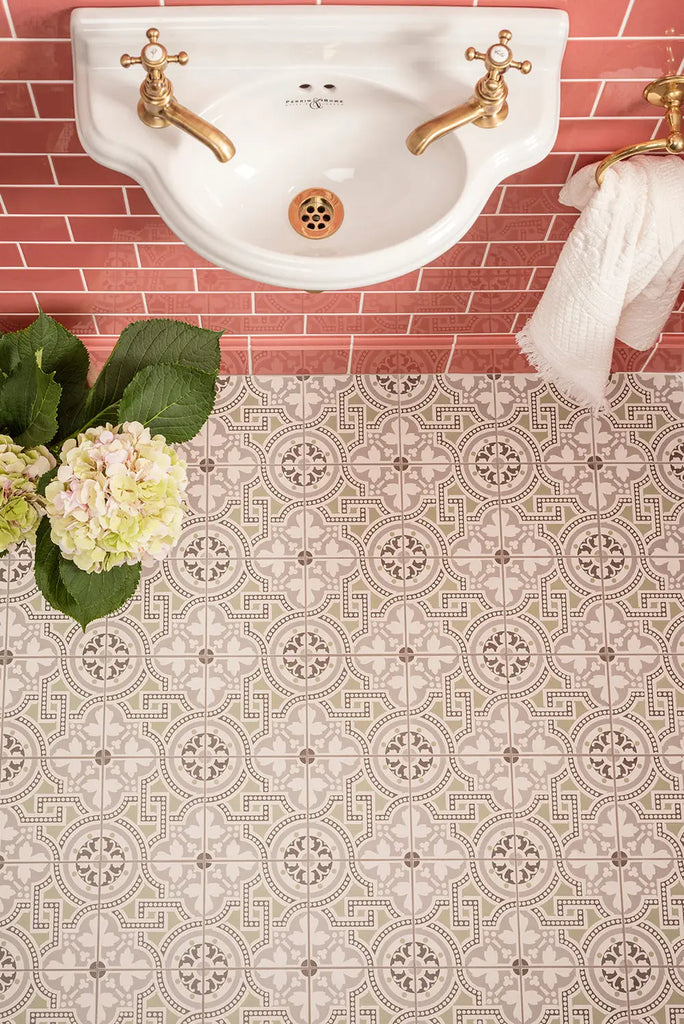 New Original Style Salisbury Green on Dover White Tiles in a new range stocked by Hyperion Tiles
