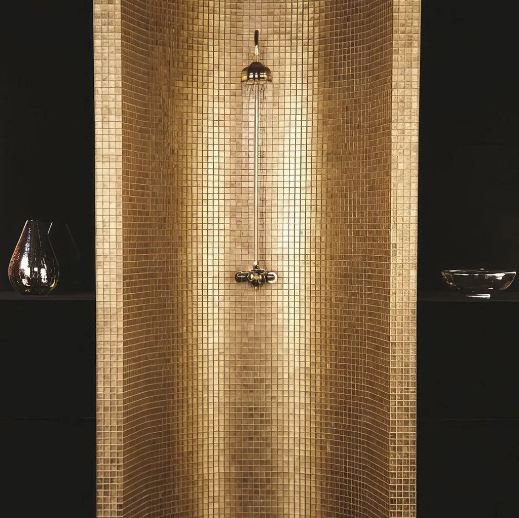 If you're looking for interior inspiration, pick Original Style Bullion Gold Rush Glass Mosaics stocked by Hyperion Tiles