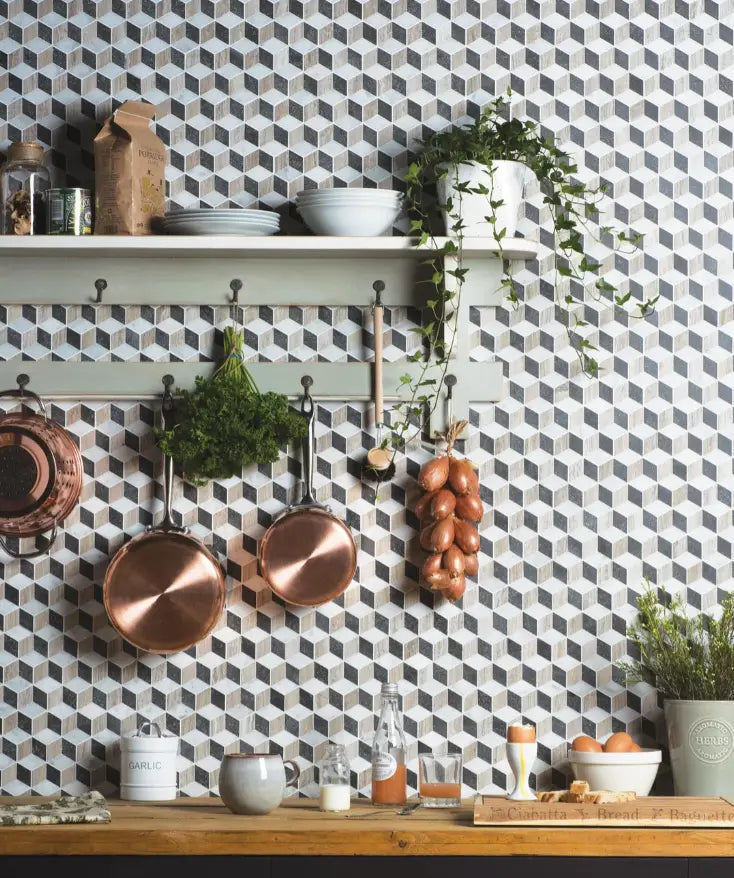 Original Style Herald Marble Moasic Tiles on backsplash