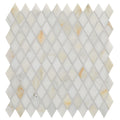 Palazzo Oro marble diamond mosaic tile in white and beige with subtle veining for elegant wall and floor design