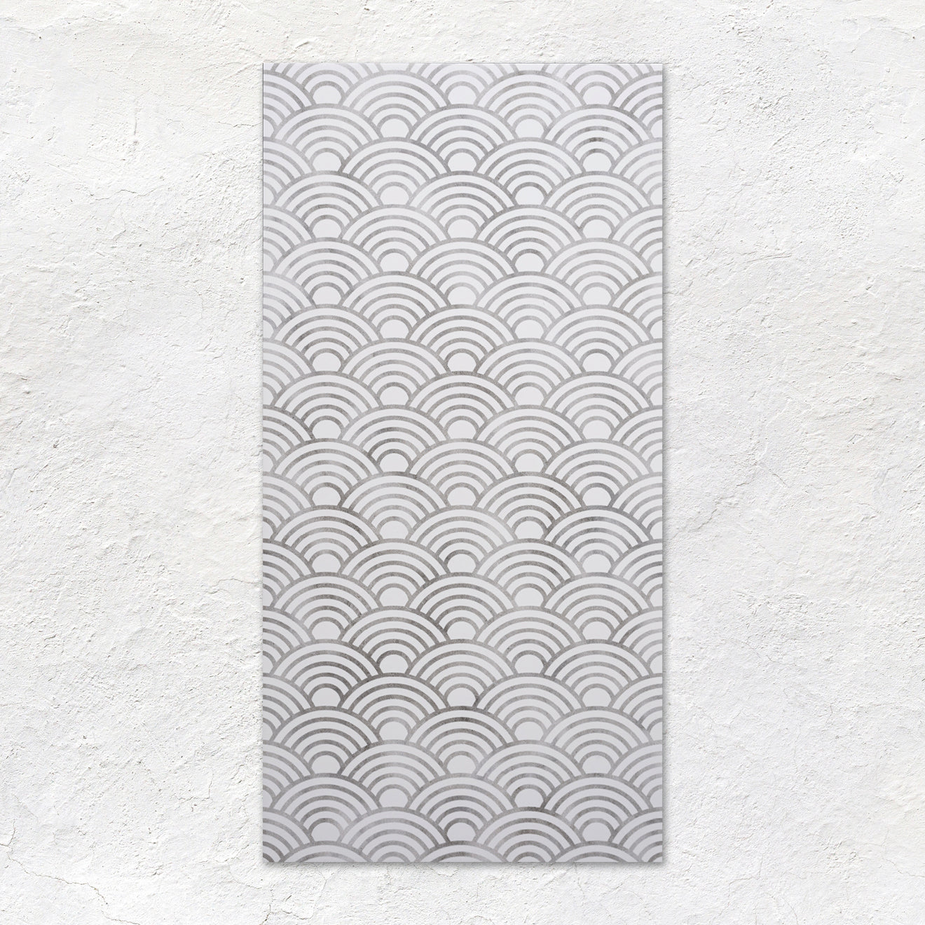 Palazzo Pettina 60x30cm rectangular wall tile with gray concentric arc pattern in overlapping rows