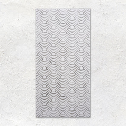 Palazzo Pettina 60x30cm rectangular wall tile with gray concentric arc pattern in overlapping rows