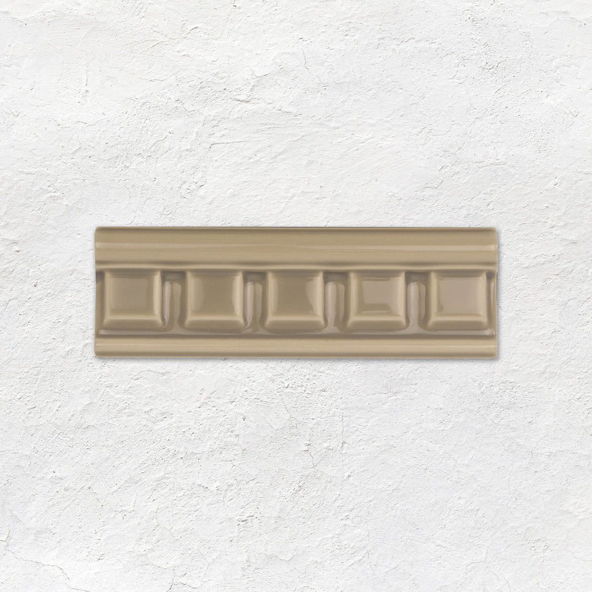 Palladian Beige Dentil Moulding Ceramic Wall Tile 152x50mm - Gloss - Cream & Beige
