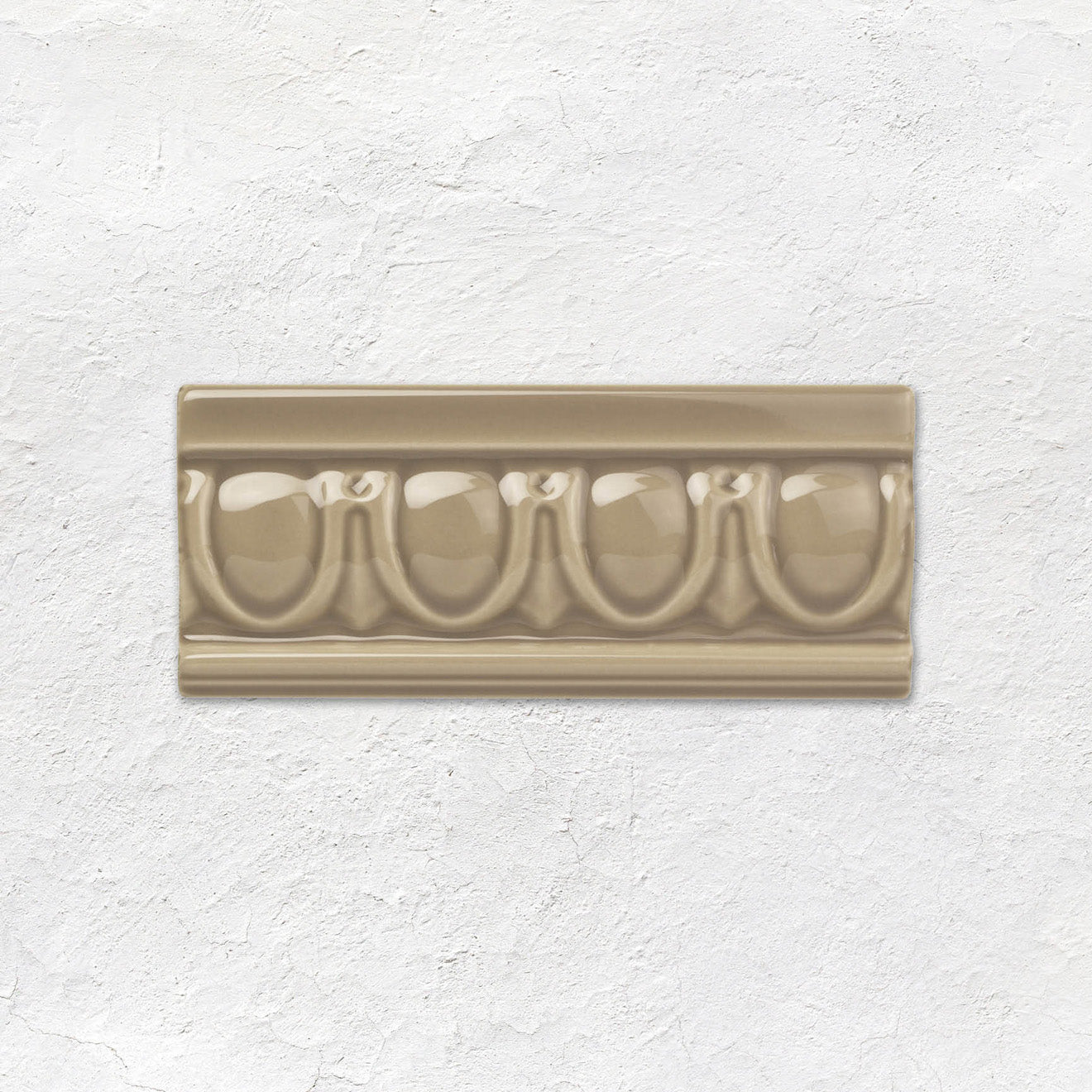 Palladian Beige Egg & Dart Moulding Ceramic Wall Tile 152x65mm
