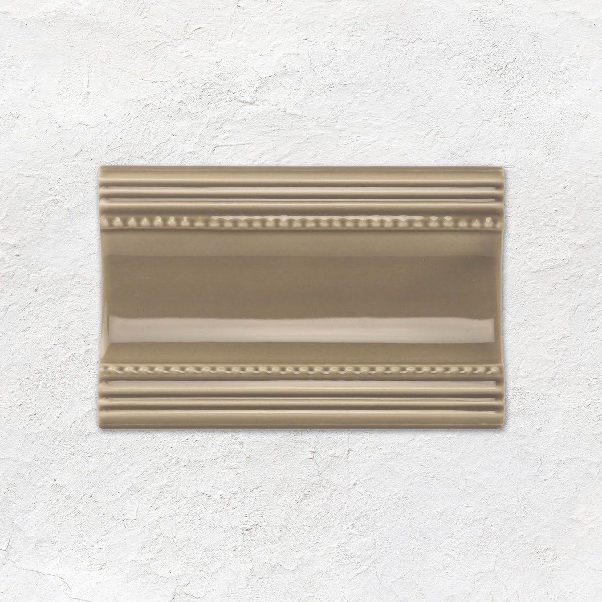 Palladian Beige Plain Cornice Ceramic Wall Tile 152x75mm - Gloss - Cream & Beige