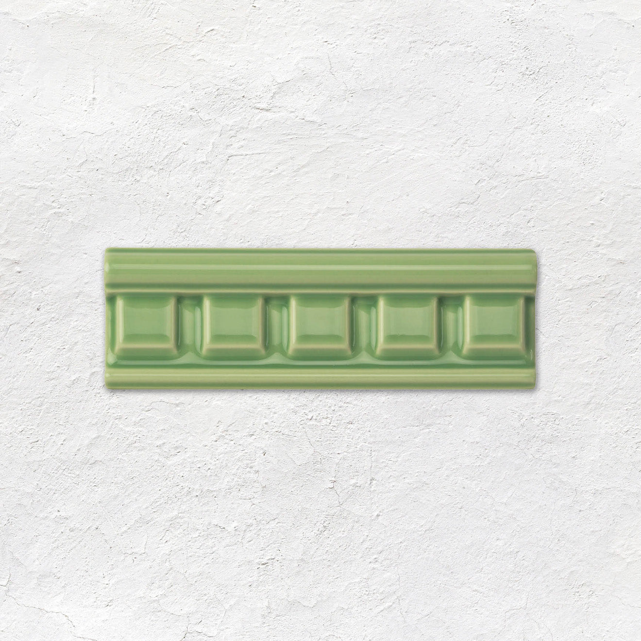 Palm Green Dentil Moulding Ceramic Wall Tile 152x50mm