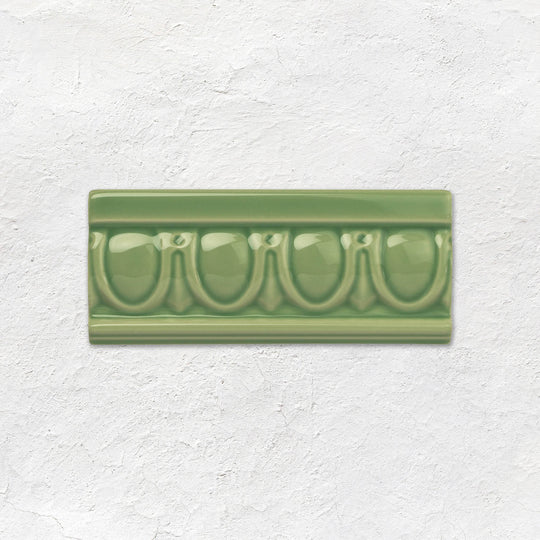 Palm Green Egg & Dart Moulding Ceramic Wall Tile 152x65mm