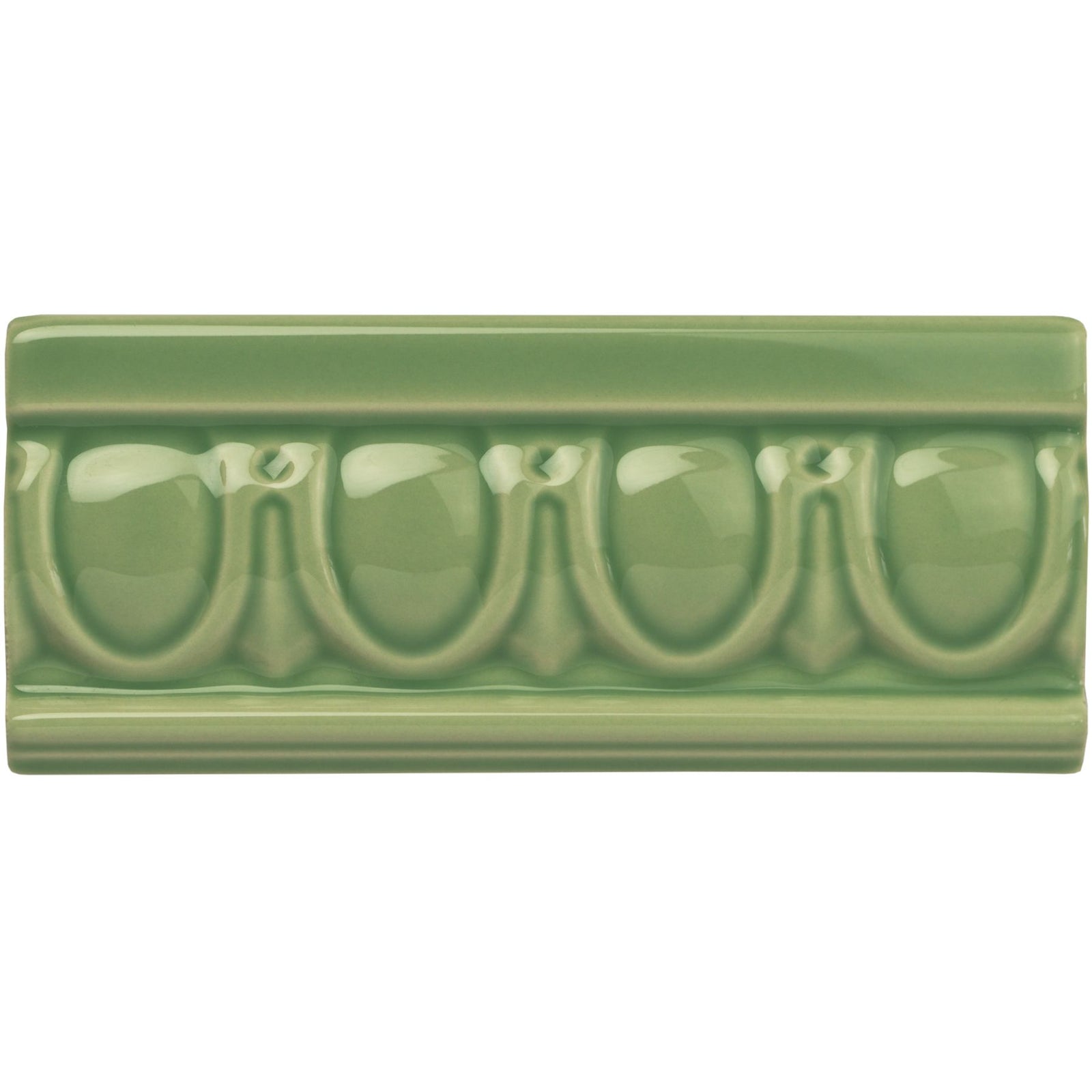 Palm Green Egg & Dart Moulding Ceramic Wall Tile 152x65mm