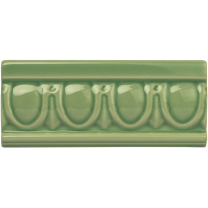 Palm Green Egg & Dart Moulding Ceramic Wall Tile 152x65mm