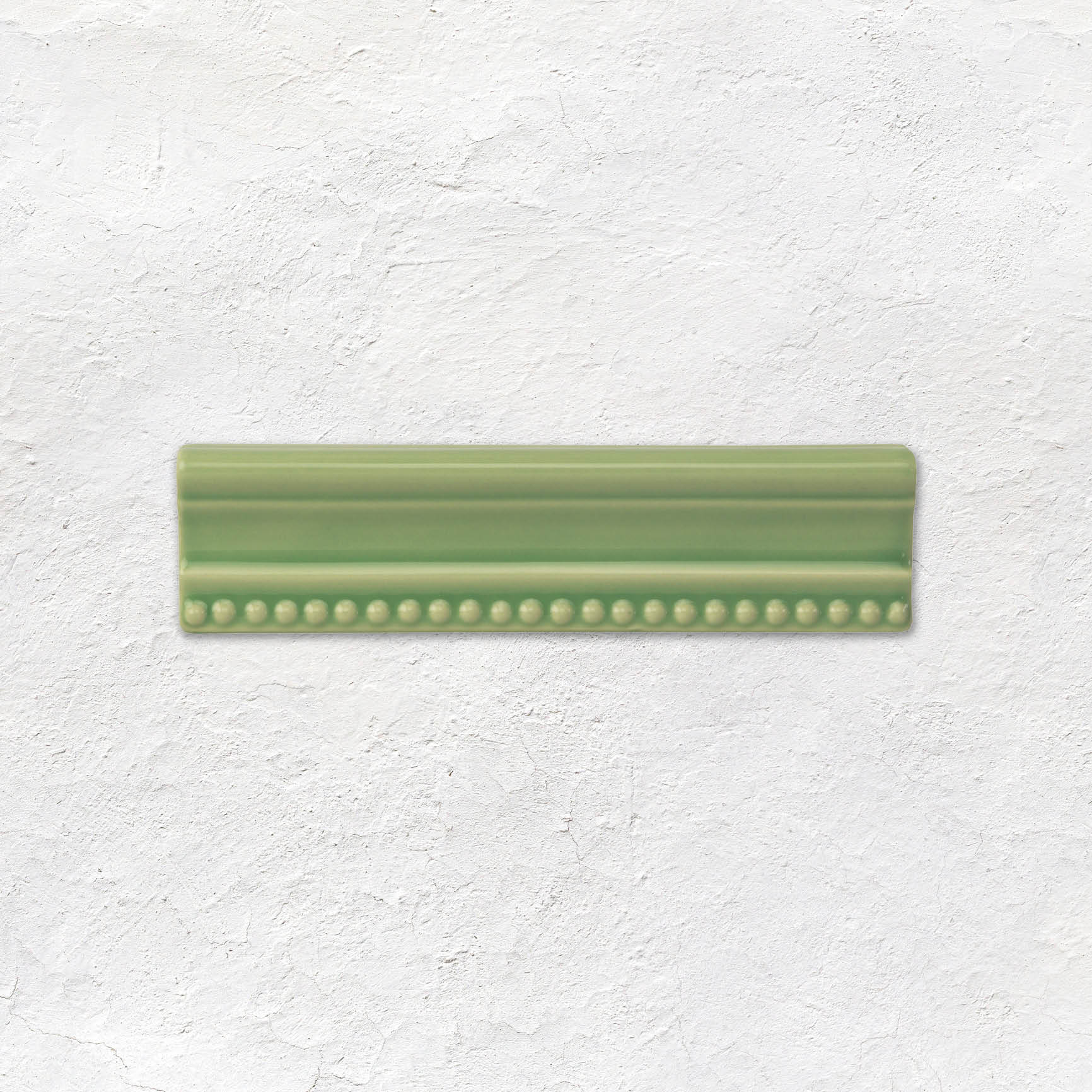 Palm Green Hogarth Moulding Ceramic Wall Tile 152x38mm - Gloss