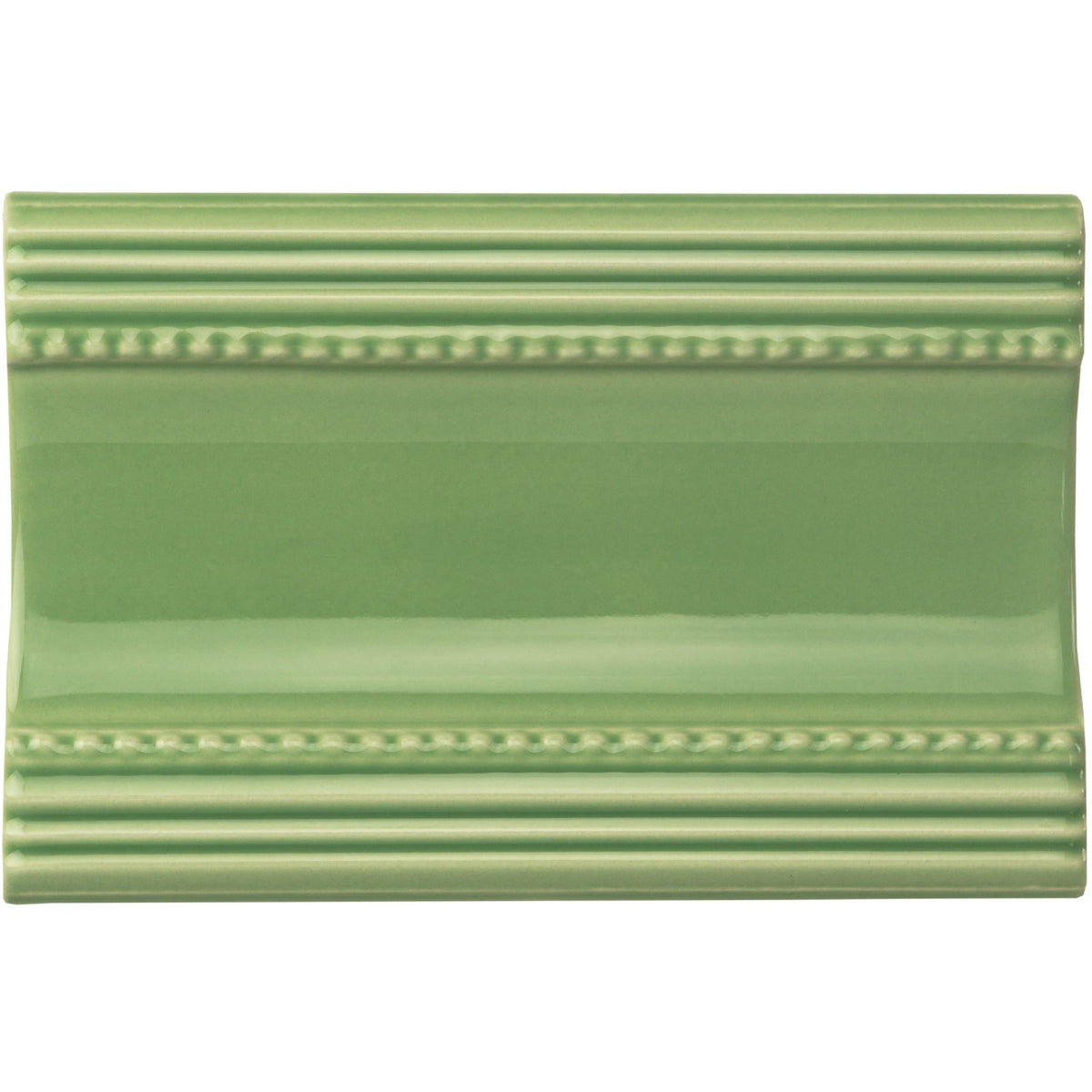 Palm Green Plain Cornice Ceramic Wall Tile 152x75mm - Gloss