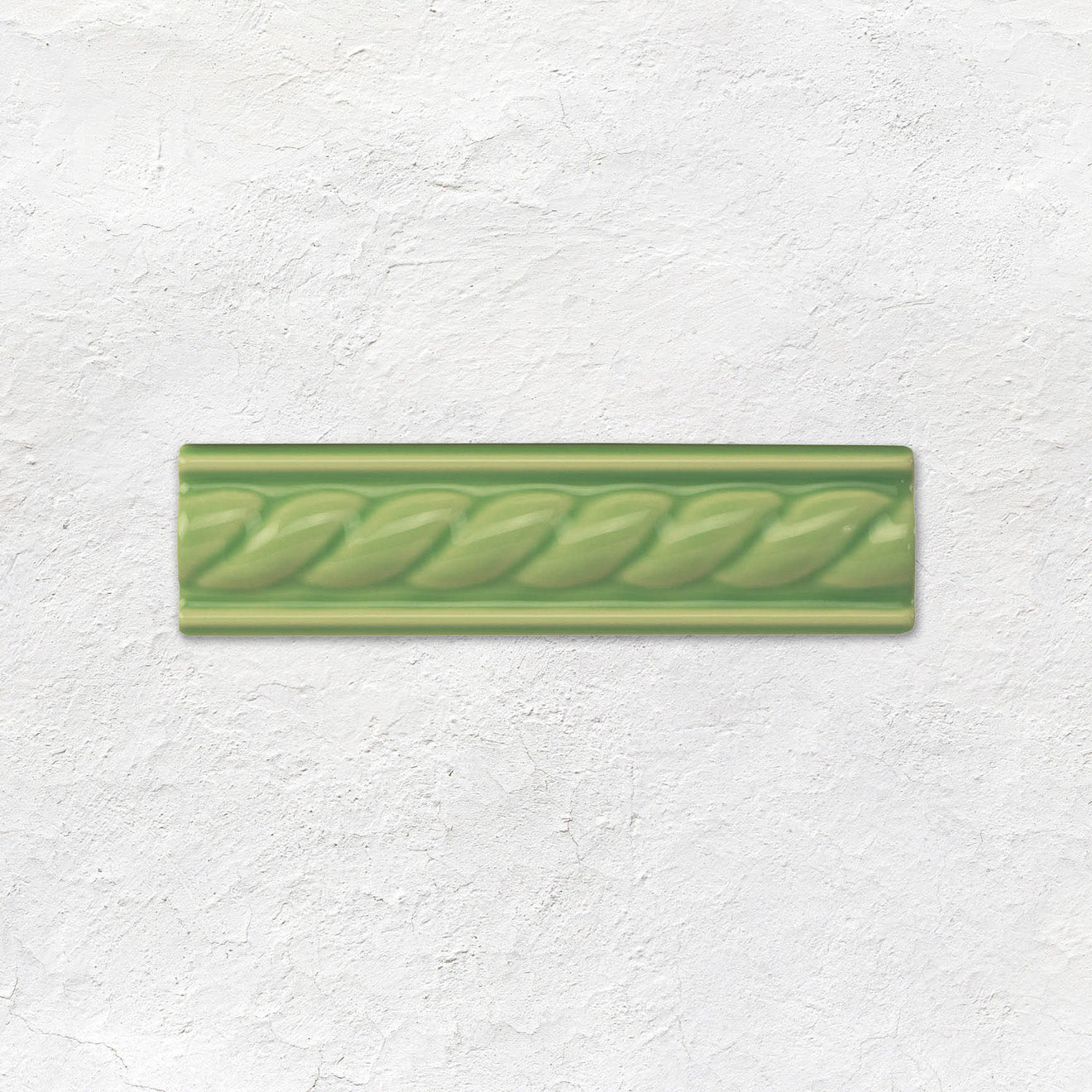 Palm Green Rope Moulding Ceramic Wall Tile 152x40mm