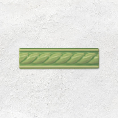 Palm Green Rope Moulding Ceramic Wall Tile 152x40mm