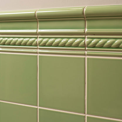 Palm Green Rope Moulding Ceramic Wall Tile 152x40mm
