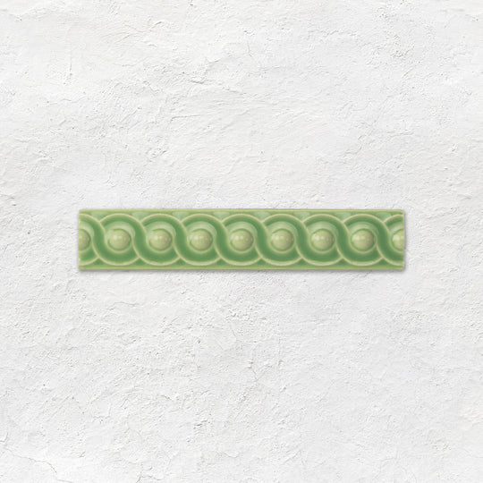 Palm Green Scroll Moulding Ceramic Wall Tile 152x29mm