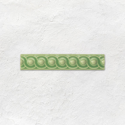 Palm Green Scroll Moulding Ceramic Wall Tile 152x29mm