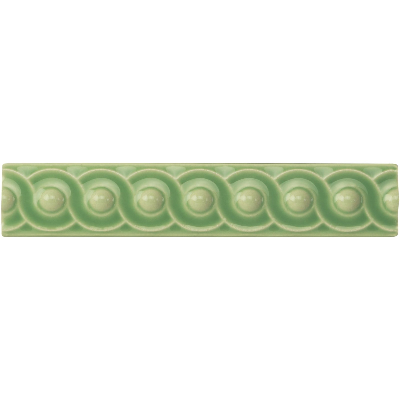 Palm Green Scroll Moulding Ceramic Wall Tile 152x29mm