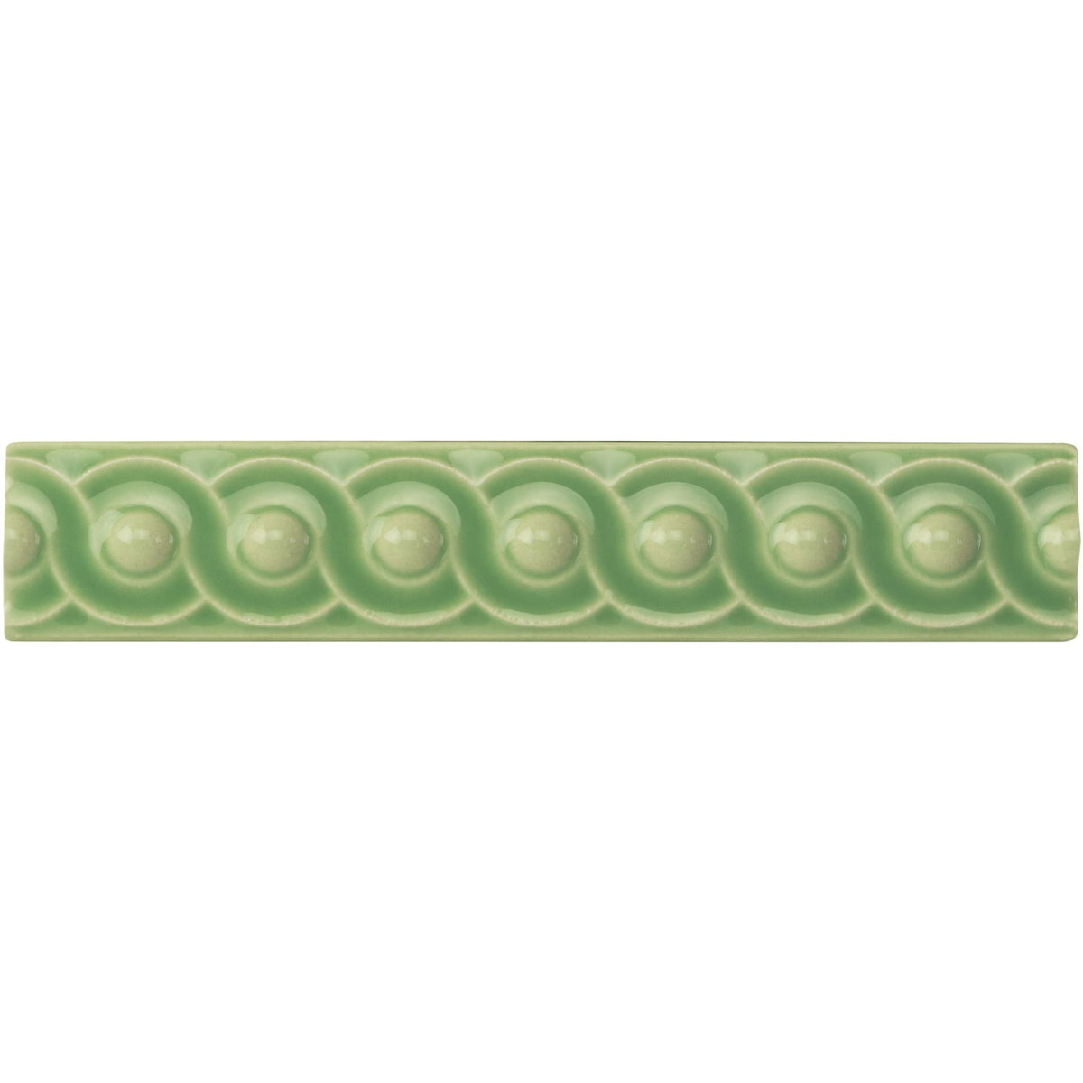 Palm Green Scroll Moulding Ceramic Wall Tile 152x29mm - Gloss