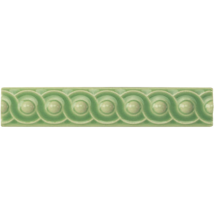 Palm Green Scroll Moulding Ceramic Wall Tile 152x29mm
