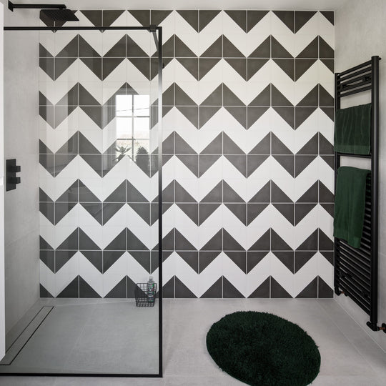 Parisian Café Porcelain Tri Black Wall & Floor Tile 20x20cm - Matt
