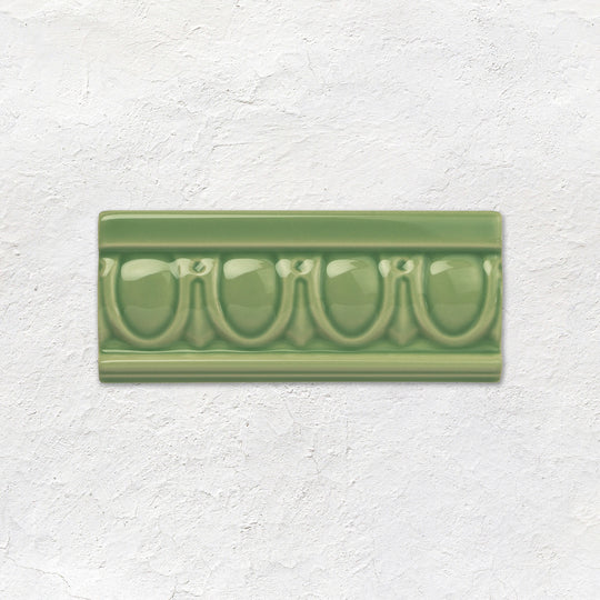 Pavilion Green Egg & Dart Moulding Ceramic Wall Tile 152x65mm