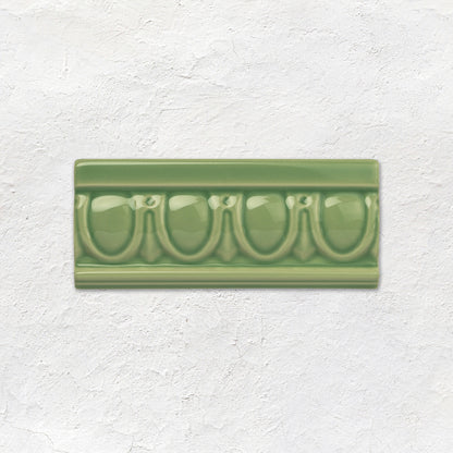 Pavilion Green Egg & Dart Moulding Ceramic Wall Tile 152x65mm