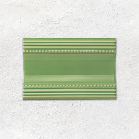 Pavilion Green Plain Cornice Ceramic Wall Tile 152x75mm