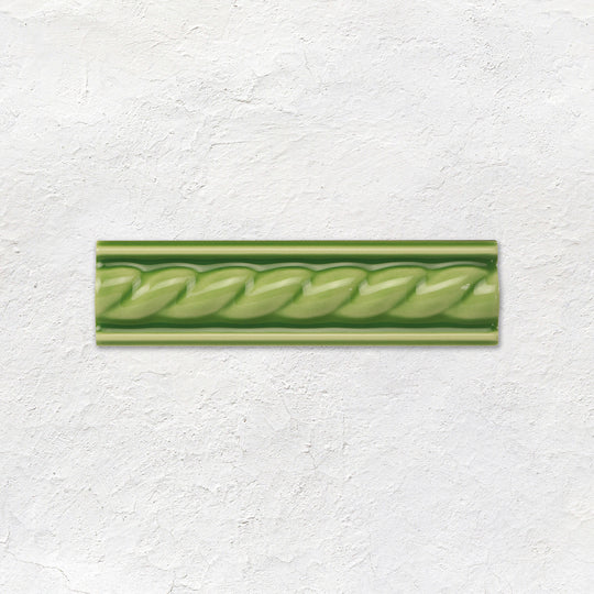 Pavilion Green Rope Moulding Ceramic Wall Tile 152x40mm