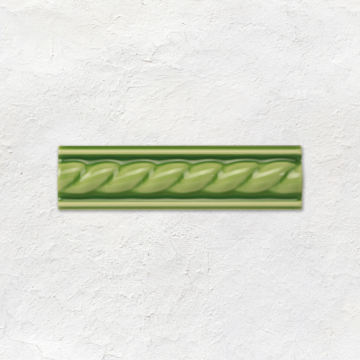Pavilion Green Rope Moulding Ceramic Wall Tile 152x40mm - Gloss