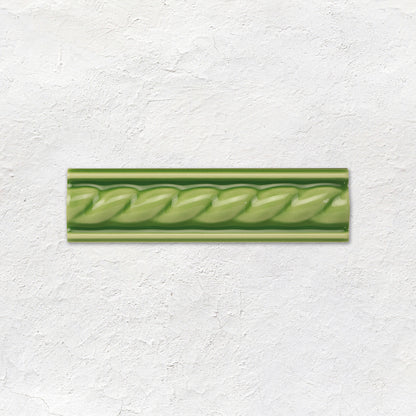 Pavilion Green Rope Moulding Ceramic Wall Tile 152x40mm