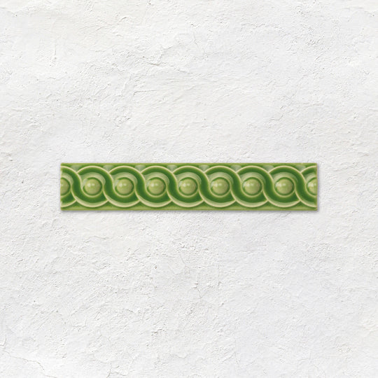 Pavilion Green Scroll Moulding Ceramic Wall Tile 152x29mm