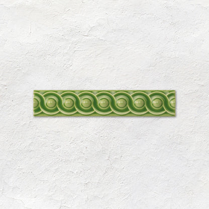 Pavilion Green Scroll Moulding Ceramic Wall Tile 152x29mm
