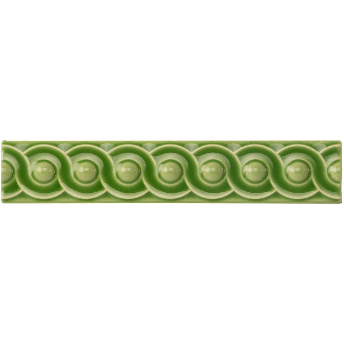 Pavilion Green Scroll Moulding Ceramic Wall Tile 152x29mm - Gloss