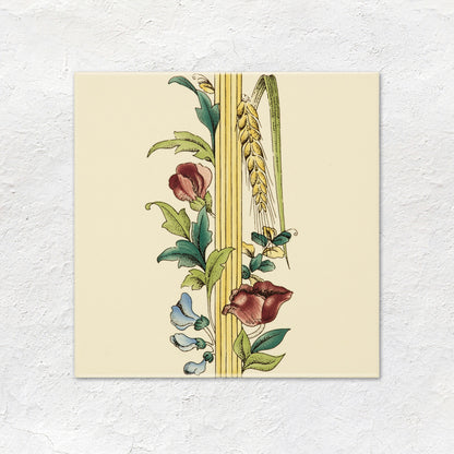 Poppy And Wheatsheaf Border (with wheat) On County White Ceramic Wall Tile