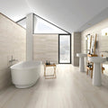 Pure Travertine Ivory Natural Porcelain 30 x 60cm glazed porcelain stone effect tile room setting